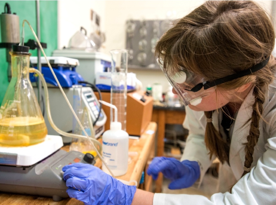 Student in water lab